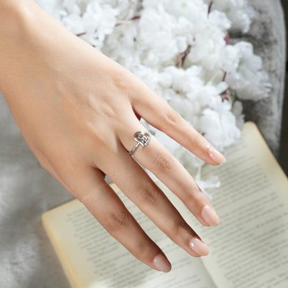 925 Silver CZ Studded Heart Ring
