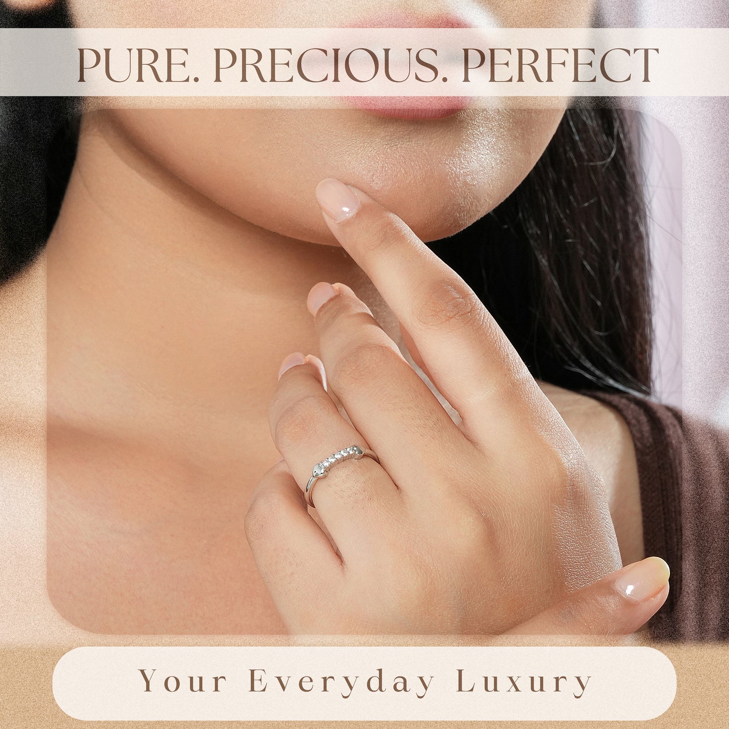 Minimal CZ Studded Sterling Silver Ring