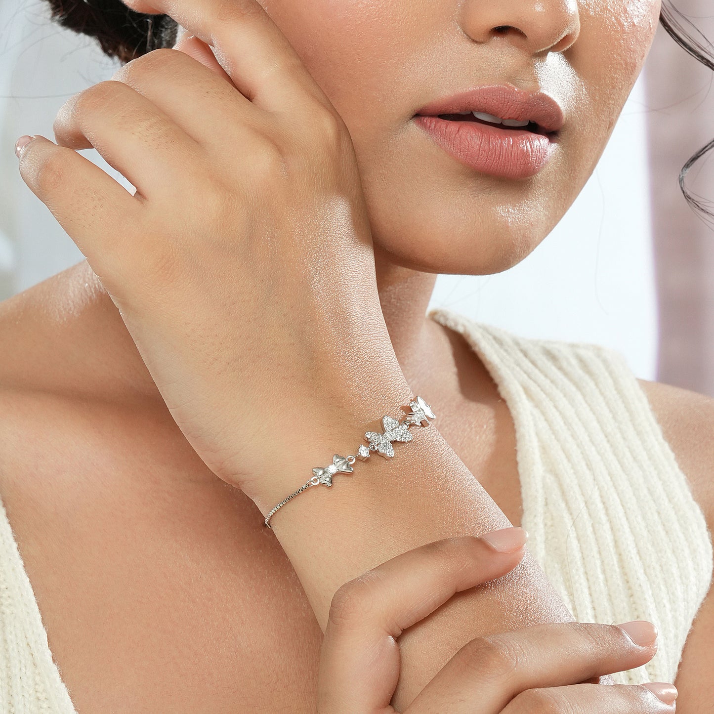 Adjustable 925 Silver Butterfly Bracelet