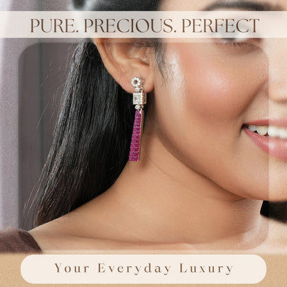 Sterling Silver Pink Stone Earrings