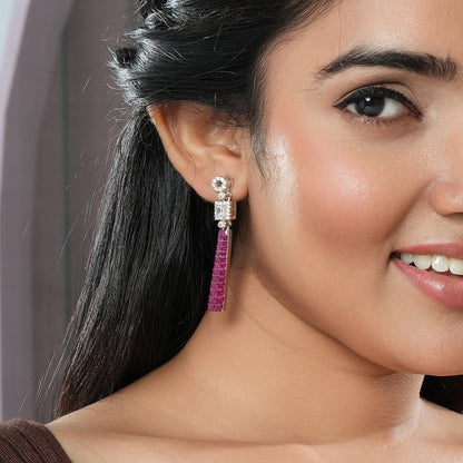 Sterling Silver Pink Stone Earrings