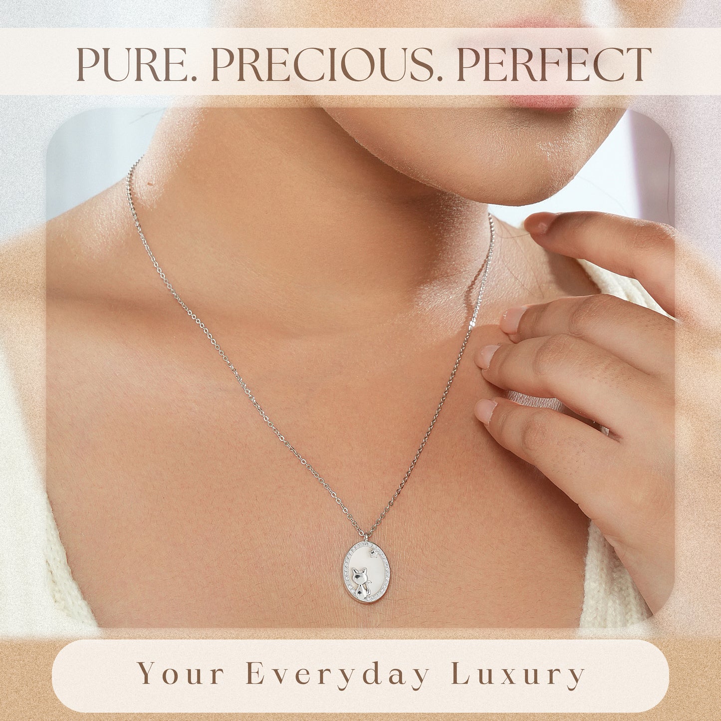 925 Silver Celestial Cat Pendant & Chain