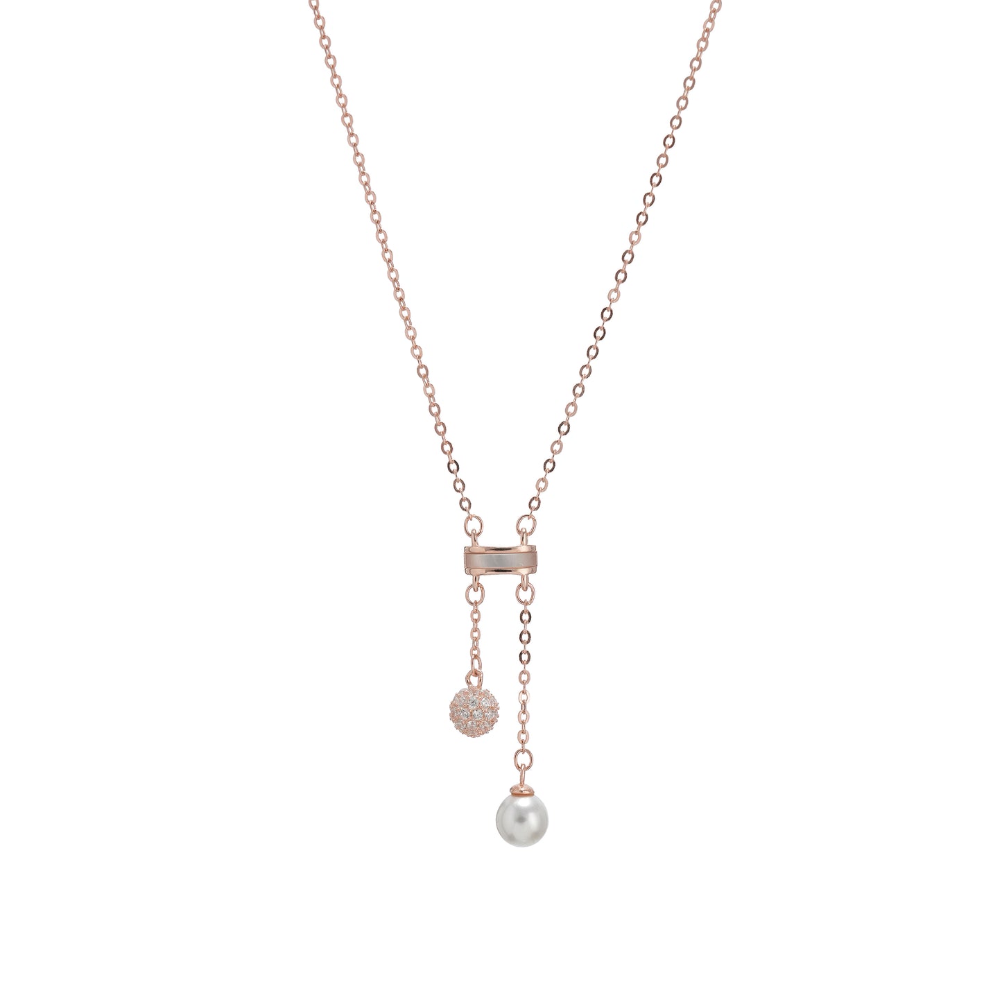 Rose Gold Pearl Locket Chain in 925 Silver