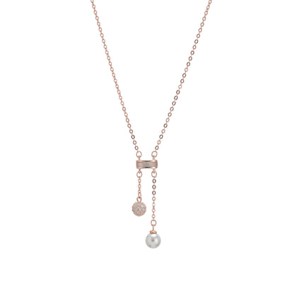 Rose Gold Pearl Locket Chain in 925 Silver