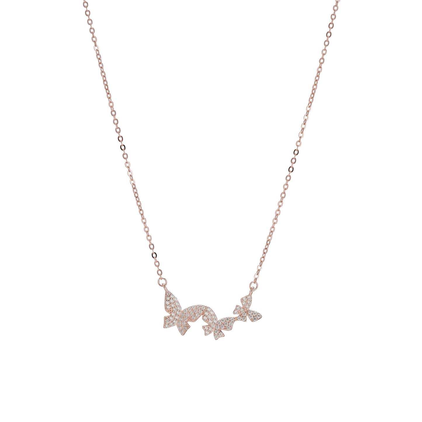 Rose Gold Chain and Butterfly Pendant in 925 Silver
