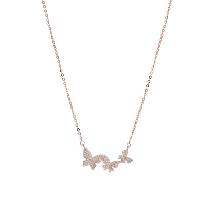 Rose Gold Chain and Butterfly Pendant in 925 Silver