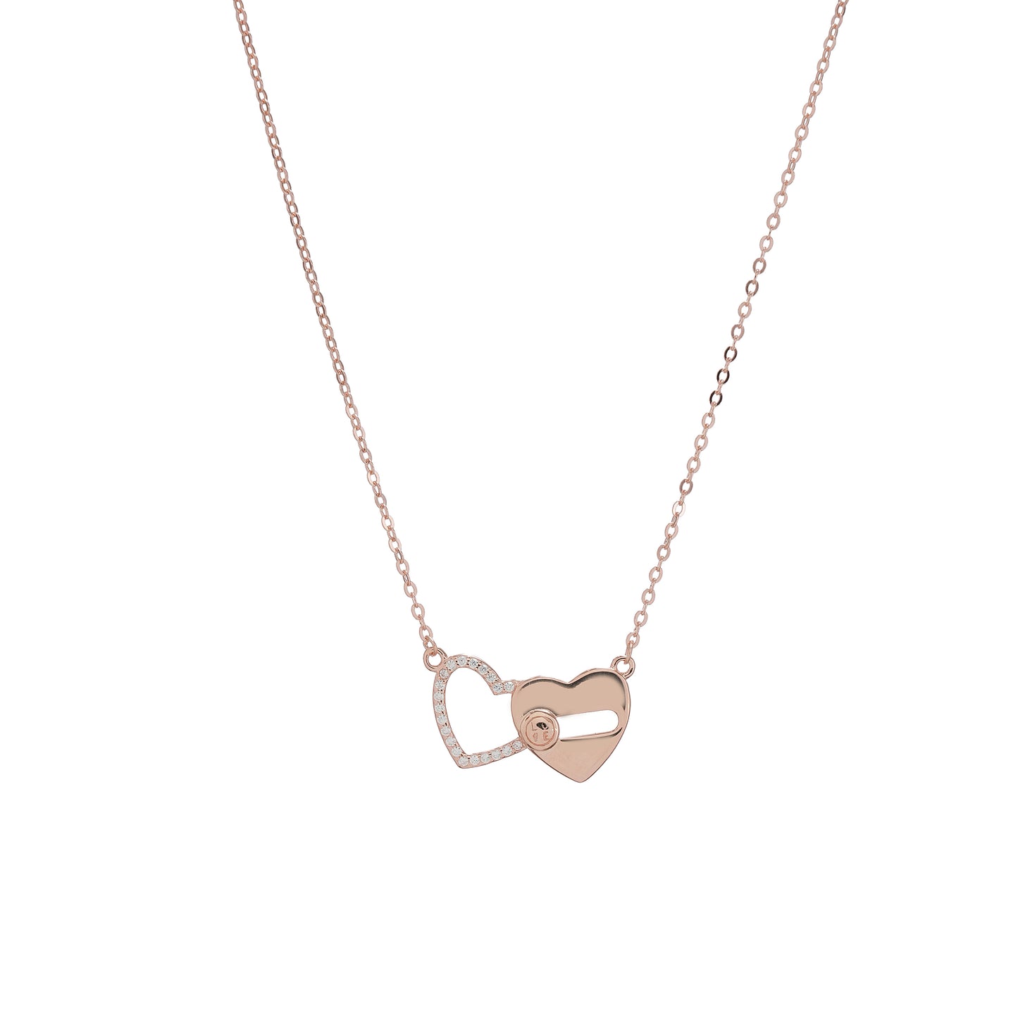 Rose Gold Entwined Hearts Necklace in 925 Silver