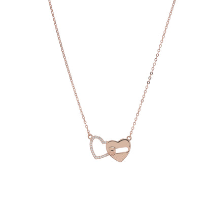 Rose Gold Entwined Hearts Necklace in 925 Silver