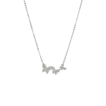 Sterling Silver Chain with Butterfly CZ Studded Pendant