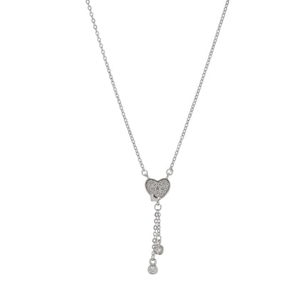Sterling Silver Heart Drop CZ Necklace