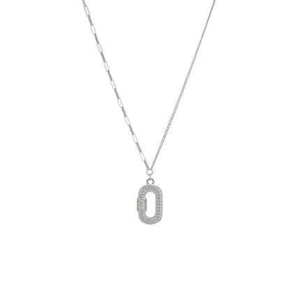 CZ Studded Silver Locket with Chain