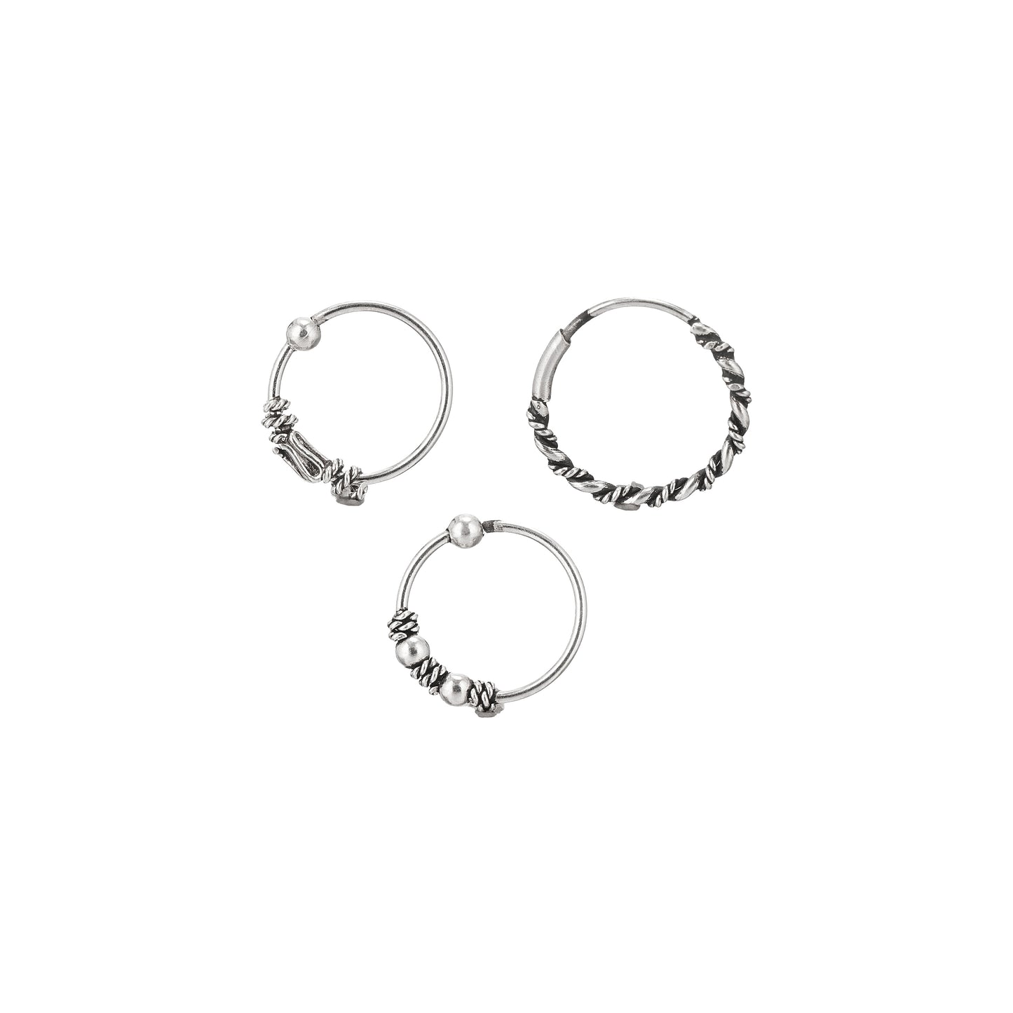 925 Sterling Silver Nosering - Set of 3