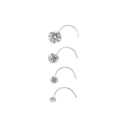 Everyday Sparkle CZ 925 Silver Nosepin - Set of 4